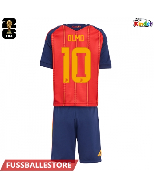 Günstige Spanien Dani Olmo #10 Heimtrikotsatz Kinder WM 2026 Kurzarm (+ Kurze Hosen)